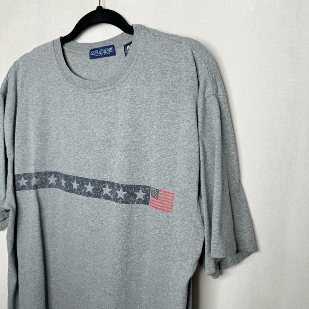 JOHN ASHFORD / gray red blue USA stars & stripes vintage tee / XL - Picture 3 of 6
